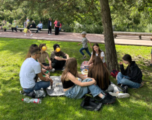 Photo of Hanna Stelmakh among group of teens