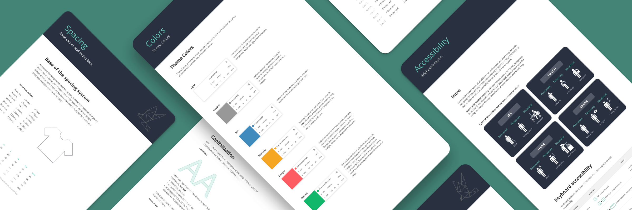 Collage of screenshots with Byrd design system